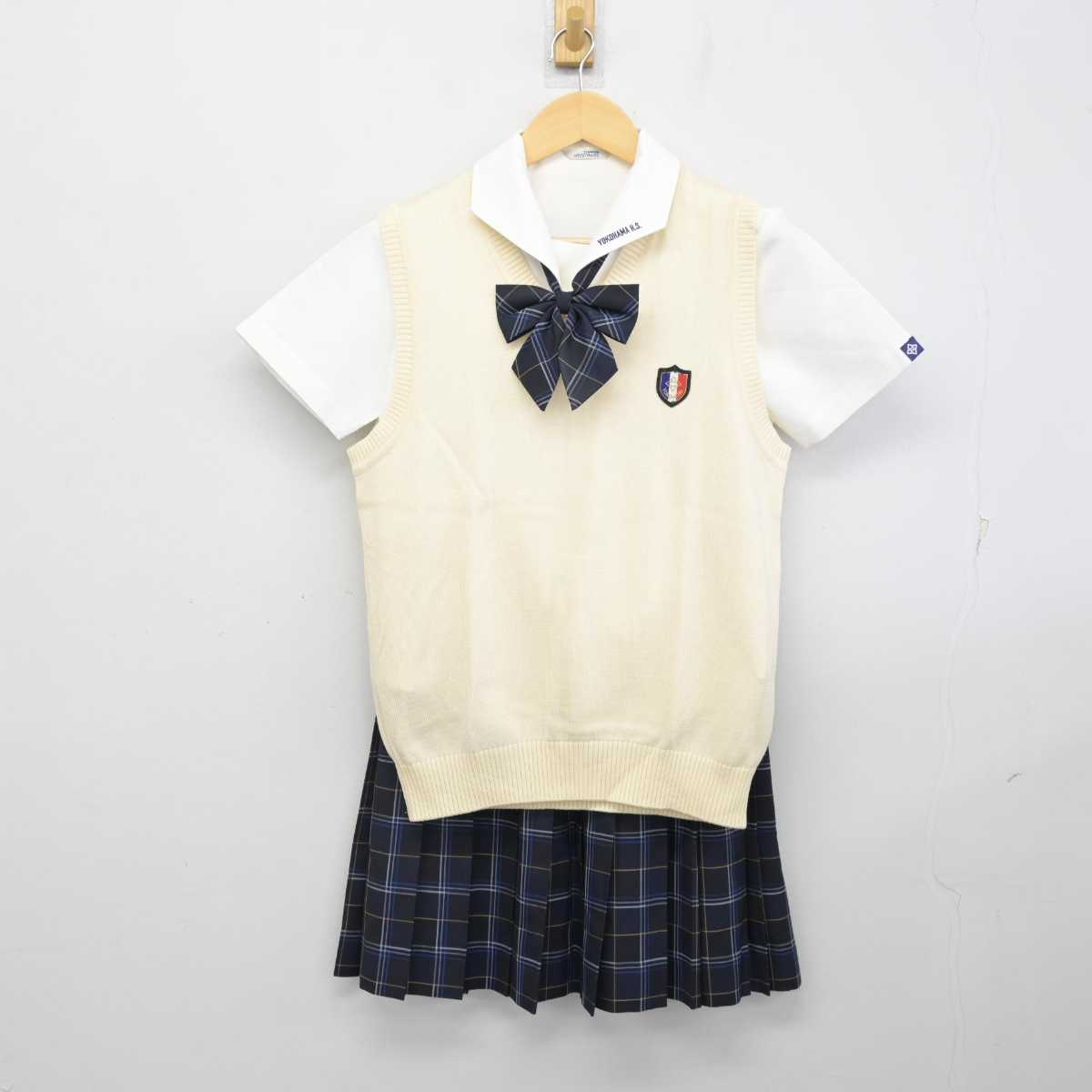 【中古】神奈川県 横浜高等学校 女子制服 4点 (ニットベスト・ブラウス・スカート) sf057190