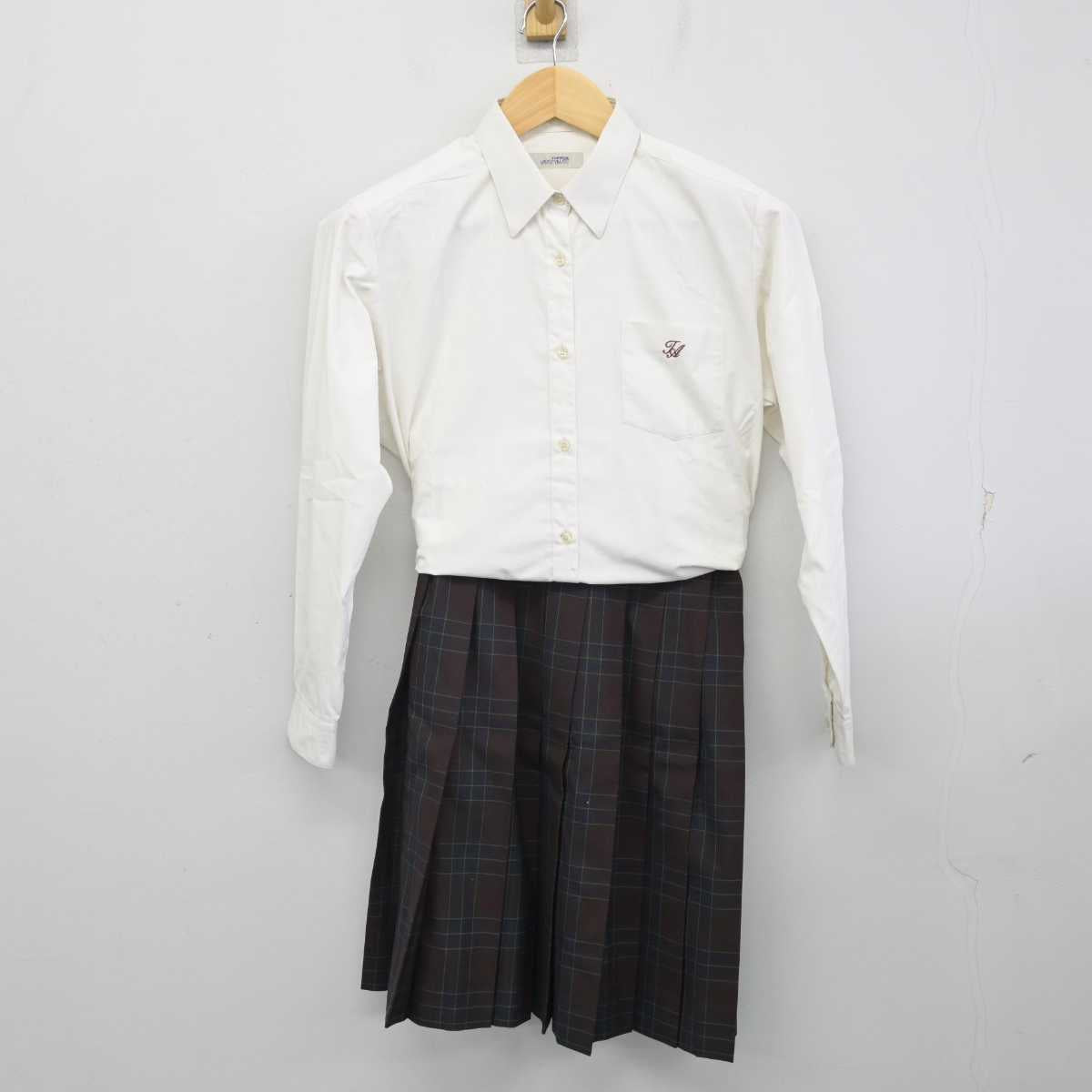 【中古】岡山県 高松農業高等学校 女子制服 3点 (ニット・シャツ・スカート) sf057194