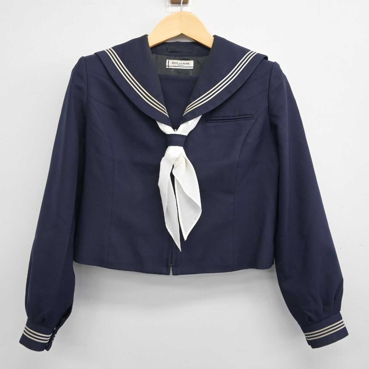 【中古】秋田県 飯島中学校 女子制服 4点 (セーラー服・スカート) sf057249