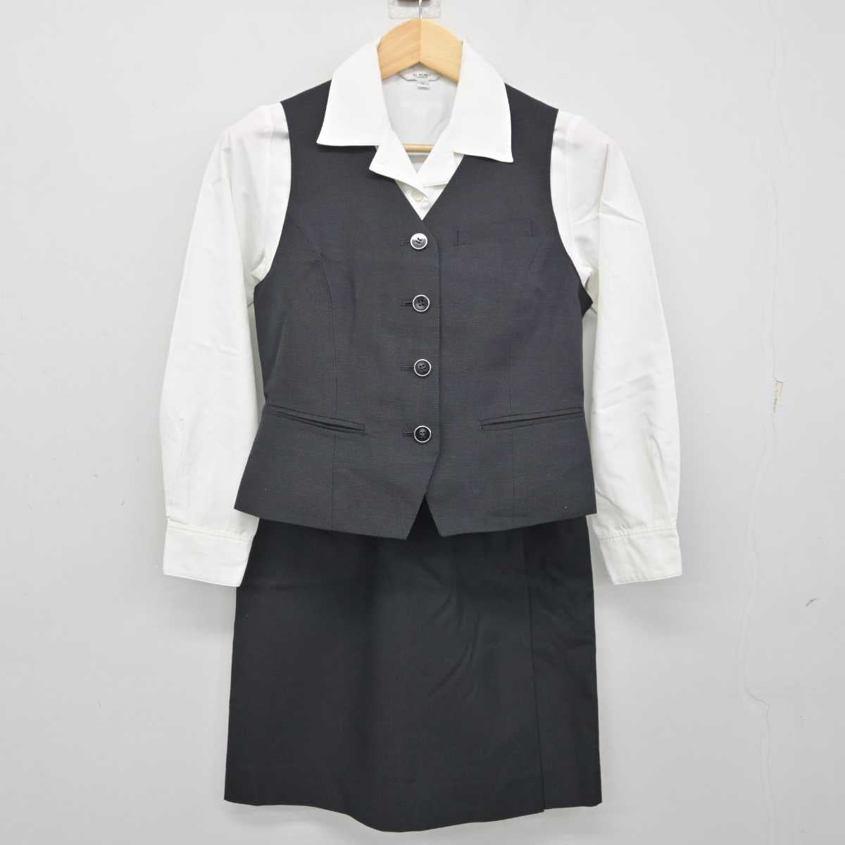 【中古】 事務服 女子制服 3点 (ベスト・シャツ・スカート) sf057266