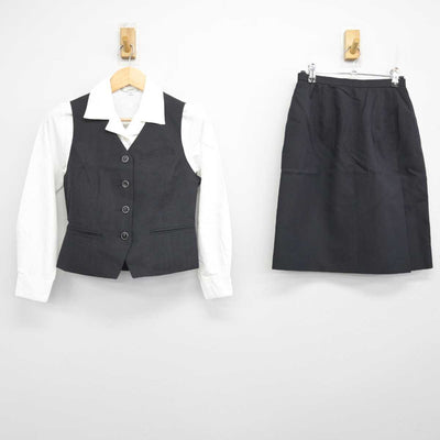 【中古】 事務服 女子制服 3点 (ベスト・シャツ・スカート) sf057266