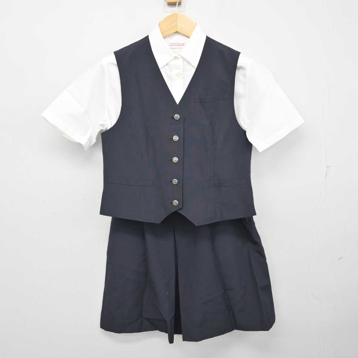 【中古】山梨県 日本航空高等学校 女子制服 3点 (ベスト・シャツ・スカート) sf057315