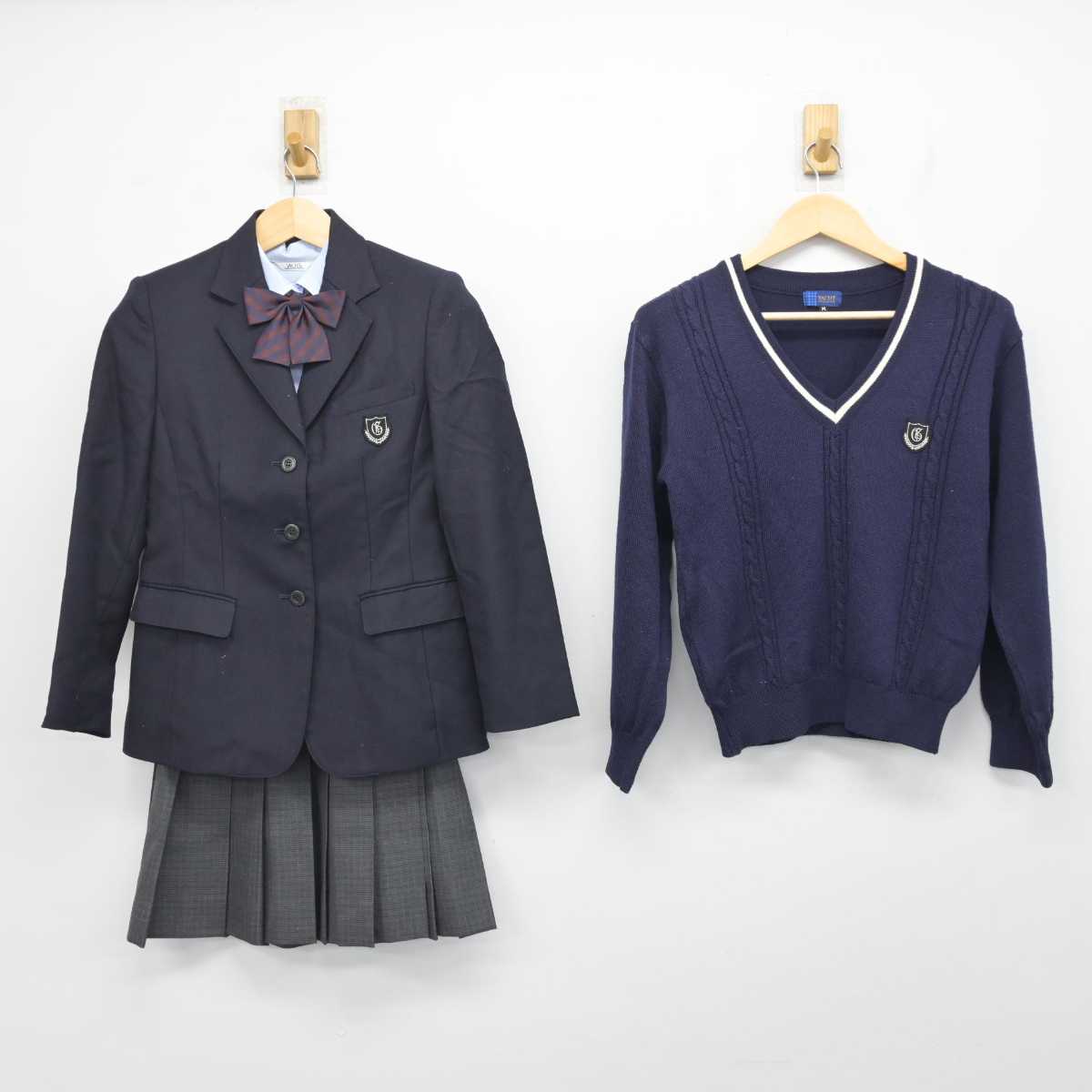 【中古】愛知県 蒲郡高等学校 女子制服 5点 (ブレザー・ニット・シャツ・スカート) sf057465