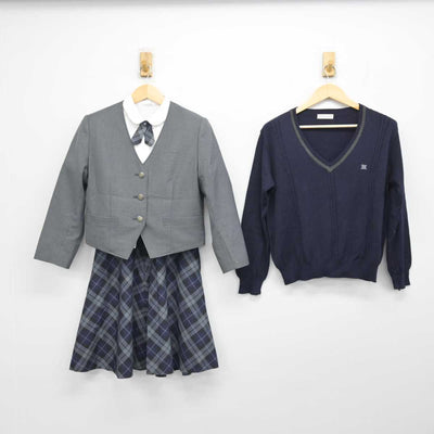 【中古】岐阜県 武儀高等学校 女子制服 5点 (ブレザー・ニット・シャツ・スカート) sf057474