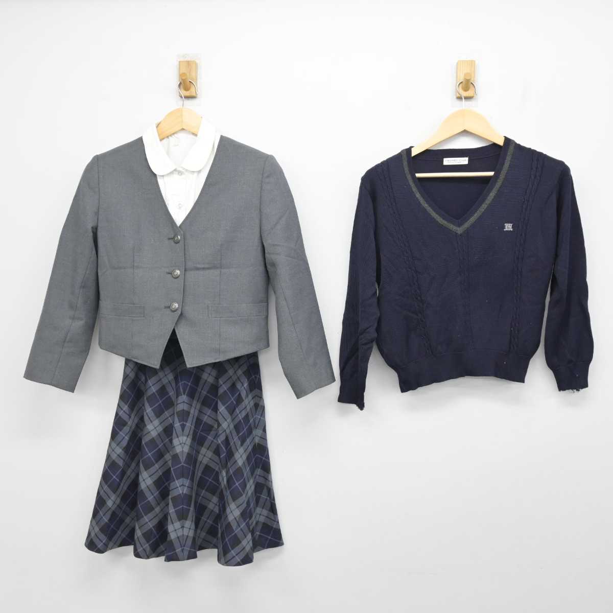 【中古】岐阜県 武儀高等学校 女子制服 4点 (ブレザー・ニット・シャツ・スカート) sf057475