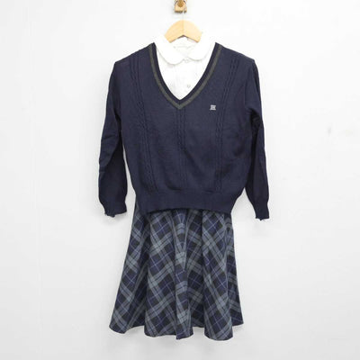 【中古】岐阜県 武儀高等学校 女子制服 4点 (ブレザー・ニット・シャツ・スカート) sf057475