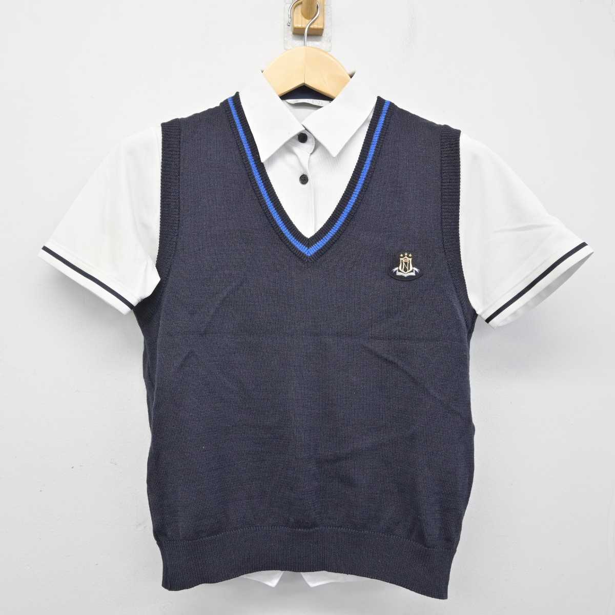 【中古】愛媛県 新田高等学校 女子制服 3点 (ニットベスト・シャツ・シャツ) sf057491