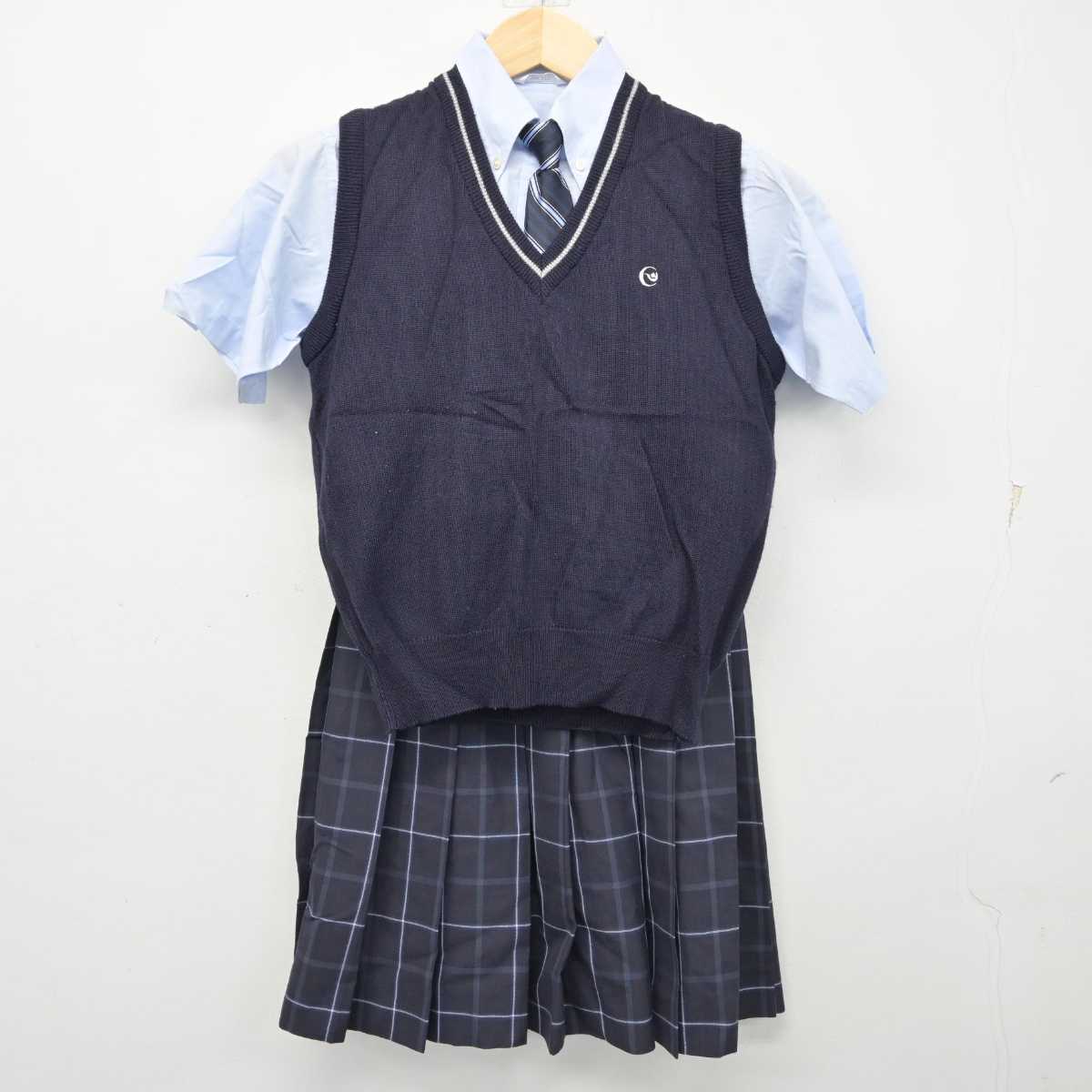 【中古】大阪府 好文学園女子高等学校 女子制服 4点 (ニットベスト・シャツ・スカート) sf057533