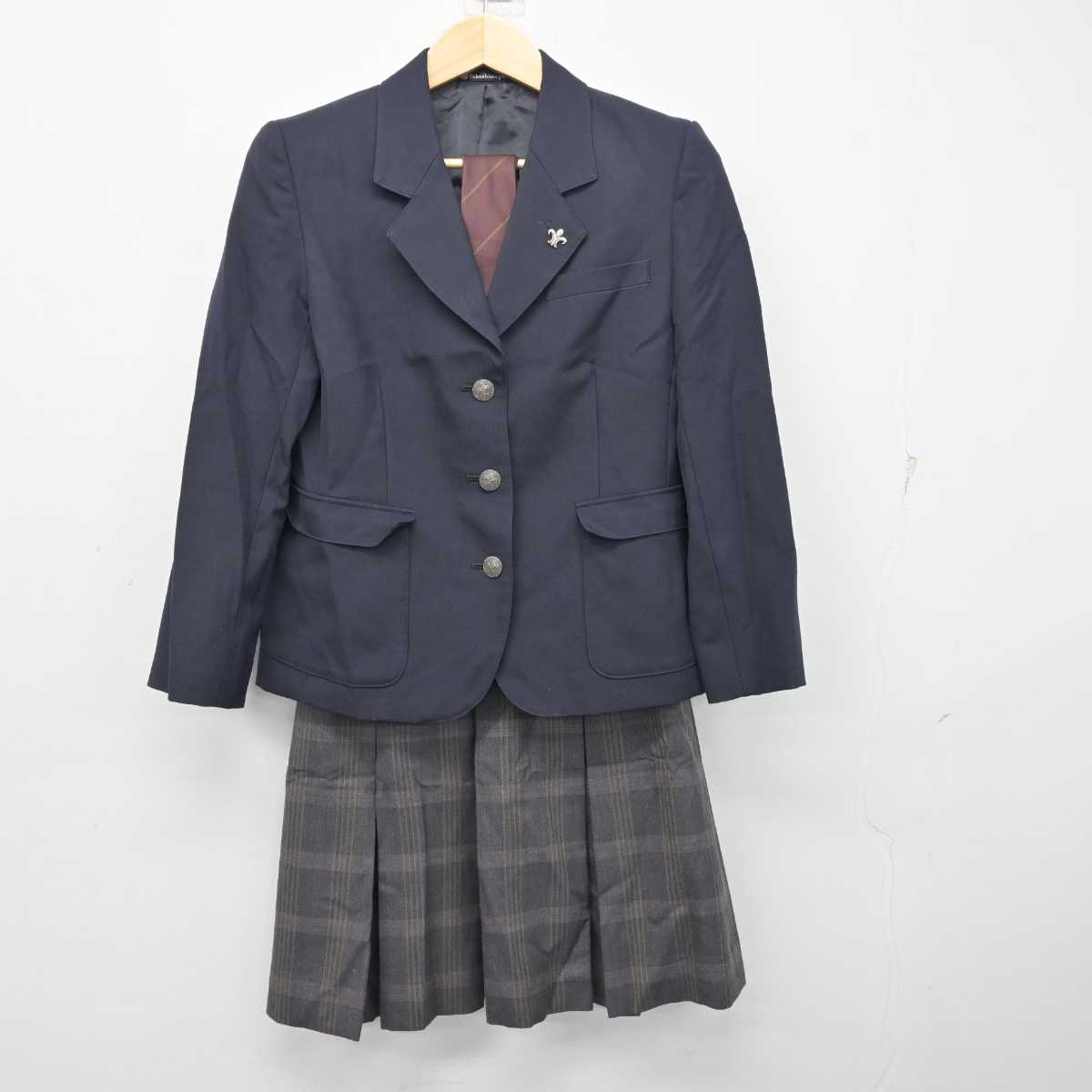 【中古】神奈川県 横須賀学院高等学校 女子制服 5点 (ブレザー・ニット・スカート) sf057553