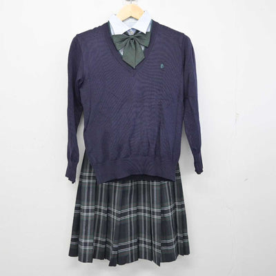 【中古】東京都 文教大学女子高等学校 女子制服 4点 (ニット・シャツ・スカート) sf057603