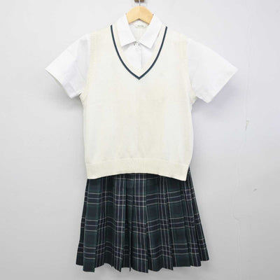 【中古】東京都 文教大学女子高等学校 女子制服 4点 (ニットベスト・シャツ・スカート) sf057604