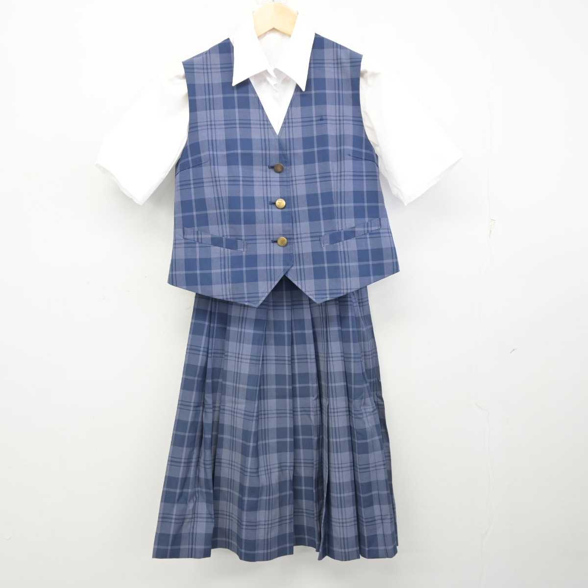 【中古】埼玉県 大井中学校 女子制服 3点 (ベスト・シャツ・スカート) sf057618