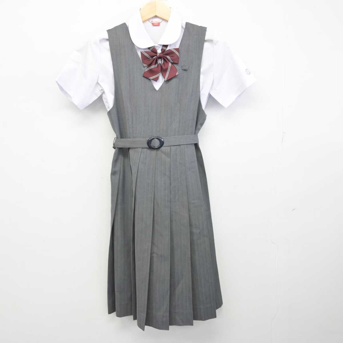 【中古】広島県 段原中学校 女子制服 4点 (ジャンパースカート・シャツ) sf057624