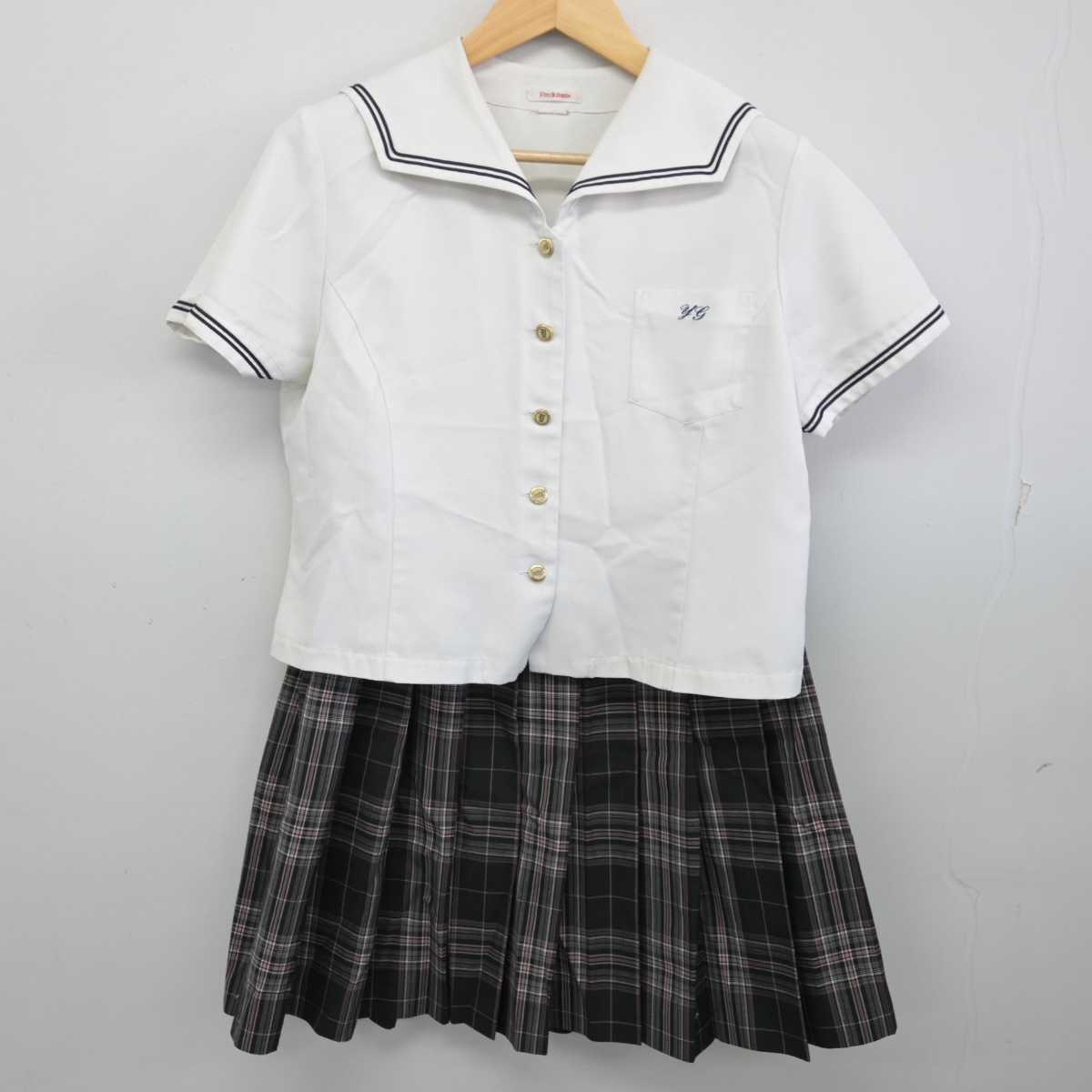 【中古】愛知県 山本学園情報文化専門学校高等課程 女子制服 3点 (セーラー服・スカート) sf057646