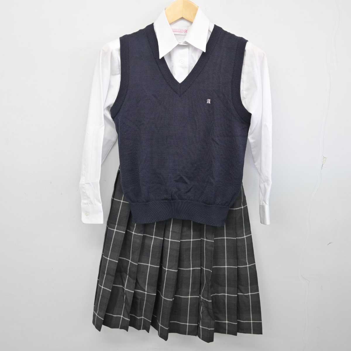 【中古】北海道 札幌厚別高等学校 女子制服 3点 (ニットベスト・シャツ・スカート) sf057652