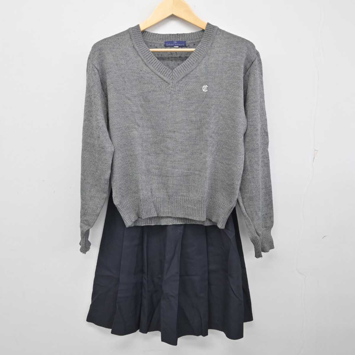 【中古】新潟県 新発田商業高等学校 女子制服 5点 (ブレザー・ニット・スカート) sf057676