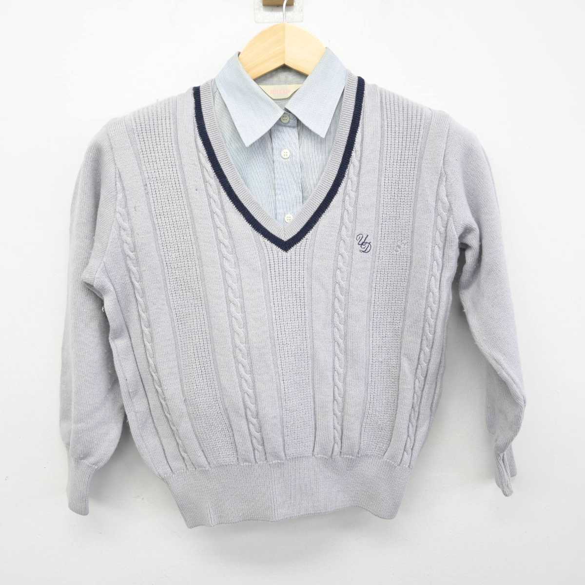 【中古】岐阜県 鶯谷中学・高等学校 女子制服 2点 (ニット・シャツ) sf057682