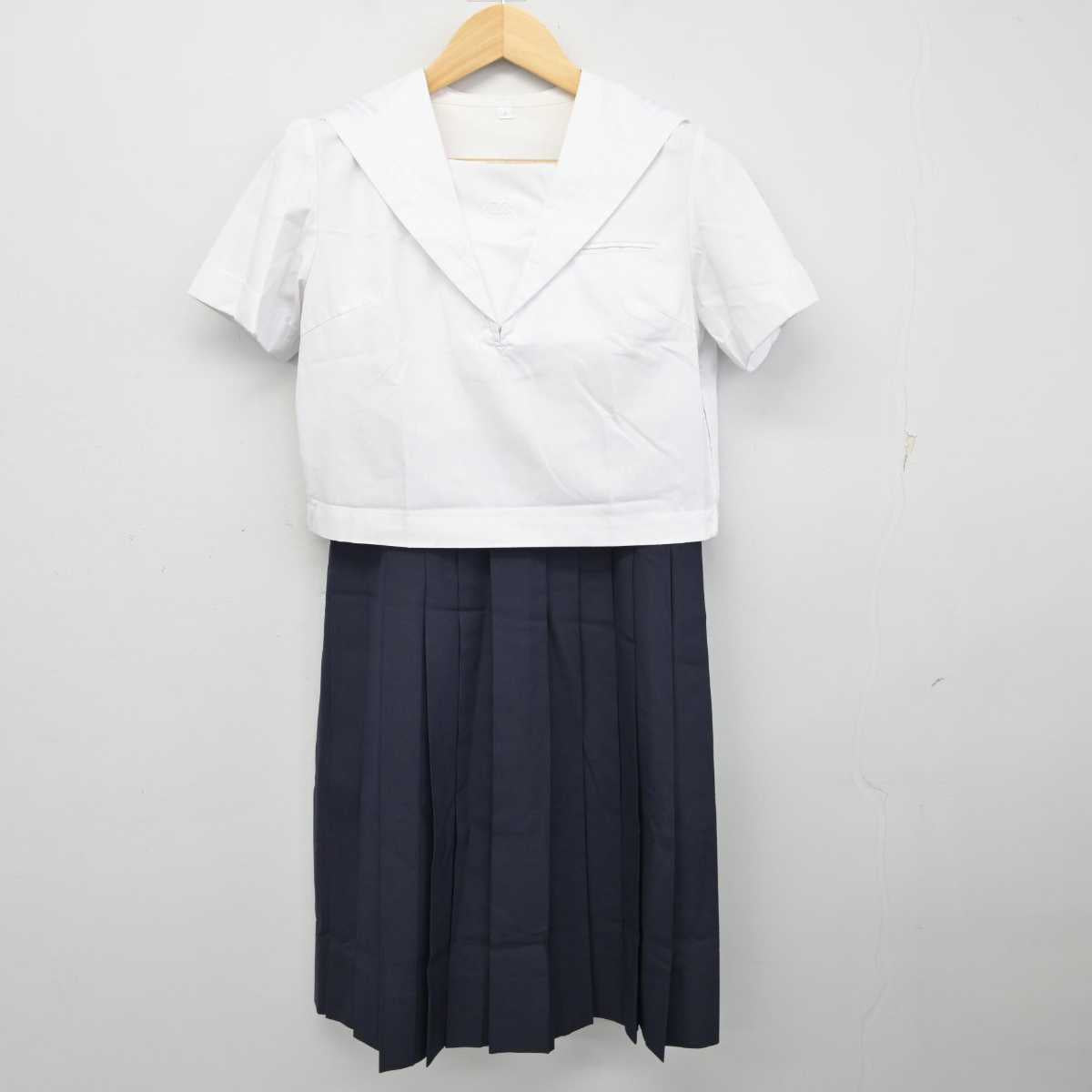 【中古】兵庫県 武庫川女子大学附属中学校・高等学校 女子制服 3点 (セーラー服・ニット・スカート) sf057699