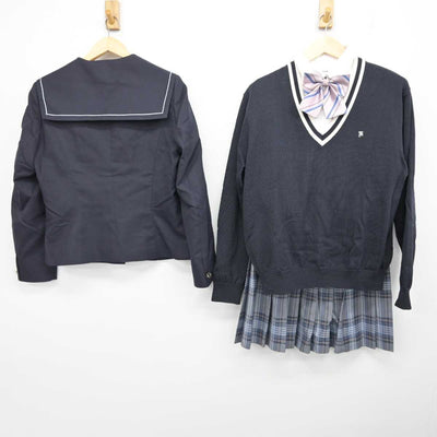 【中古】新潟県 開志国際高等学校 女子制服 5点 (セーラー服・ニット・シャツ・スカート) sf057708