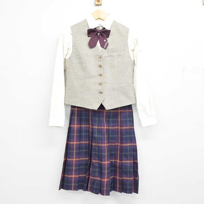 【中古】京都府 京都橘高等学校 女子制服 5点 (ブレザー・ベスト・シャツ・スカート) sf057733