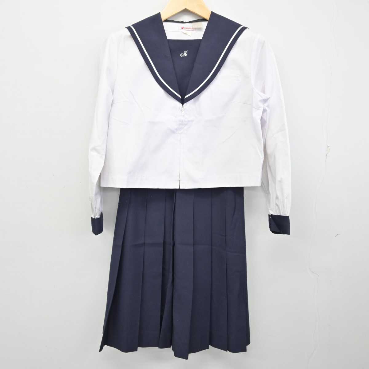 【中古】北海道 恵み野中学校 女子制服 3点 (セーラー服・セーラー服・スカート) sf057768