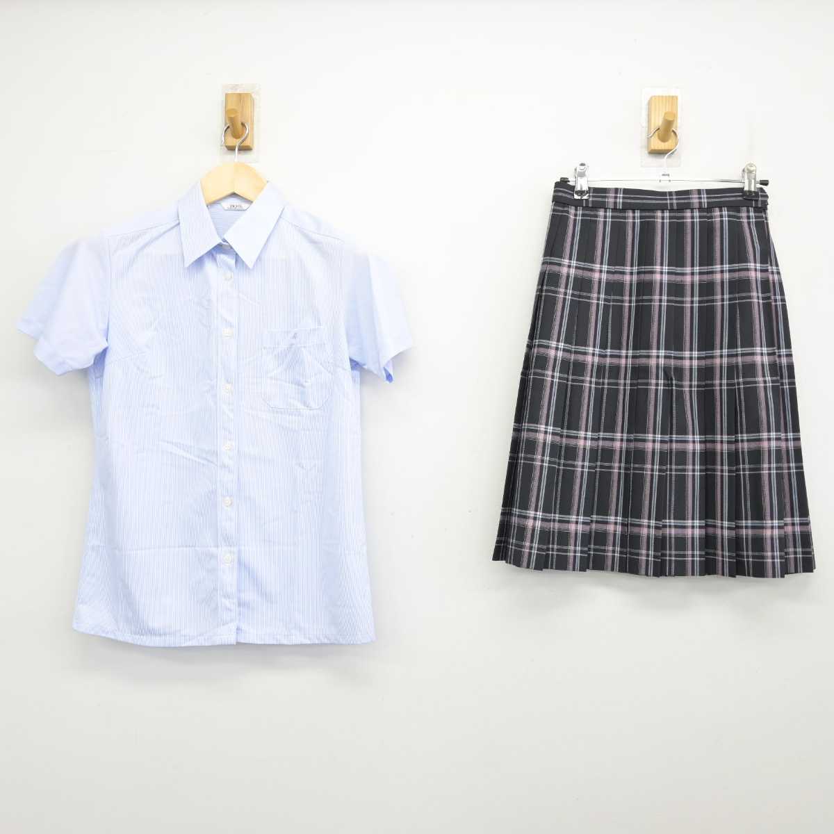 【中古】千葉県 千葉明徳高等学校 女子制服 2点 (シャツ・スカート) sf057781