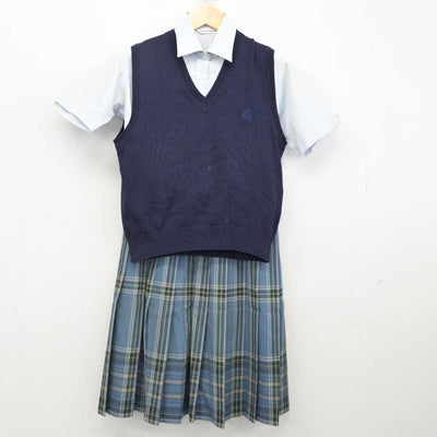 【中古】東京都 駒沢学園女子中学校・高等学校 女子制服 3点 (ニットベスト・シャツ・スカート) sf057829