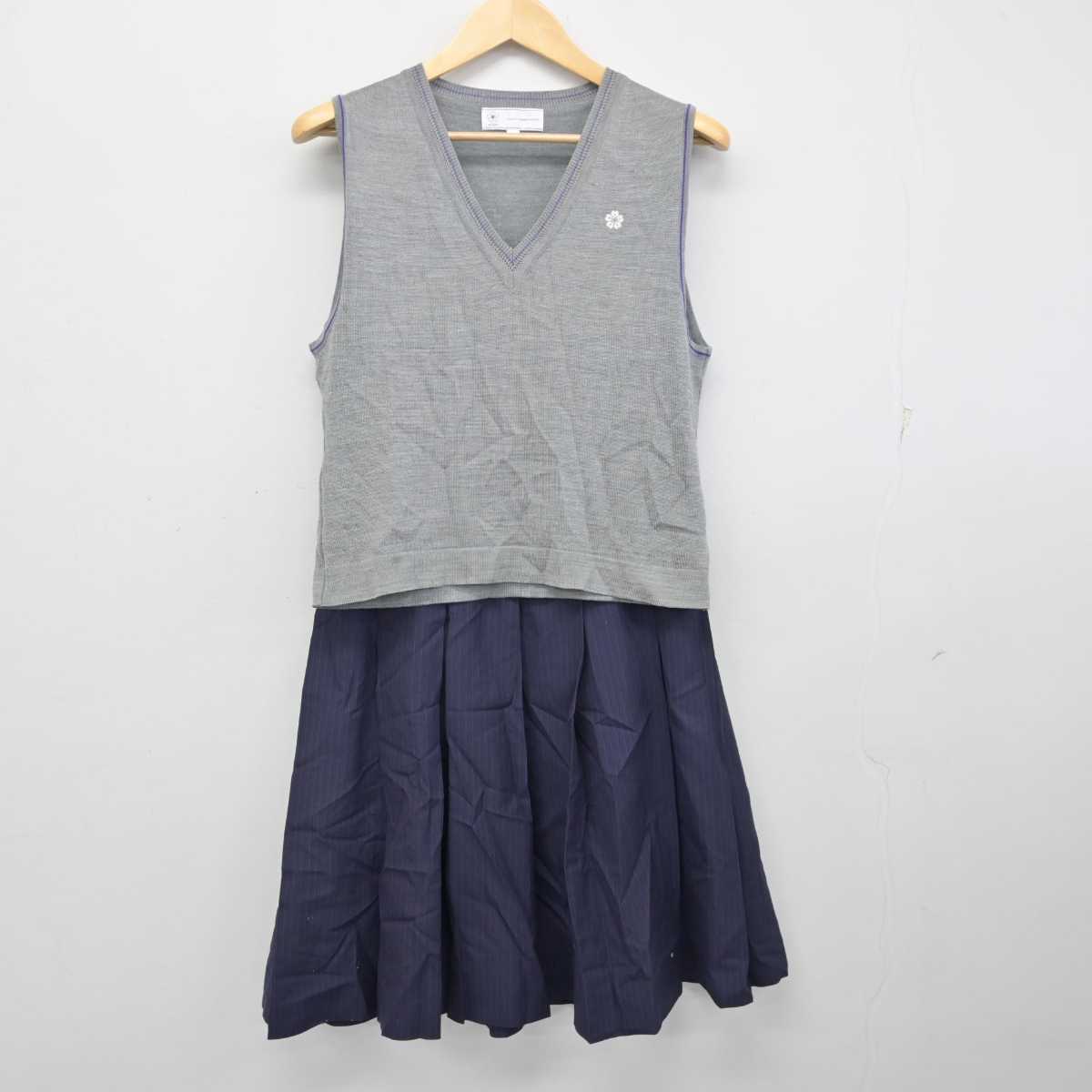 【中古】東京都 跡見学園中学校・高等学校 女子制服 2点 (ニットベスト・スカート) sf057852