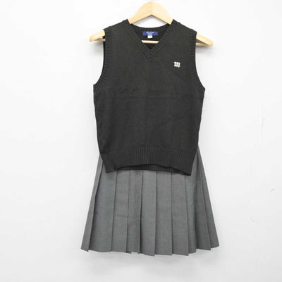 【中古】宮城県 東北生活文化大学高等学校 女子制服 2点 (ニットベスト・スカート) sf057880