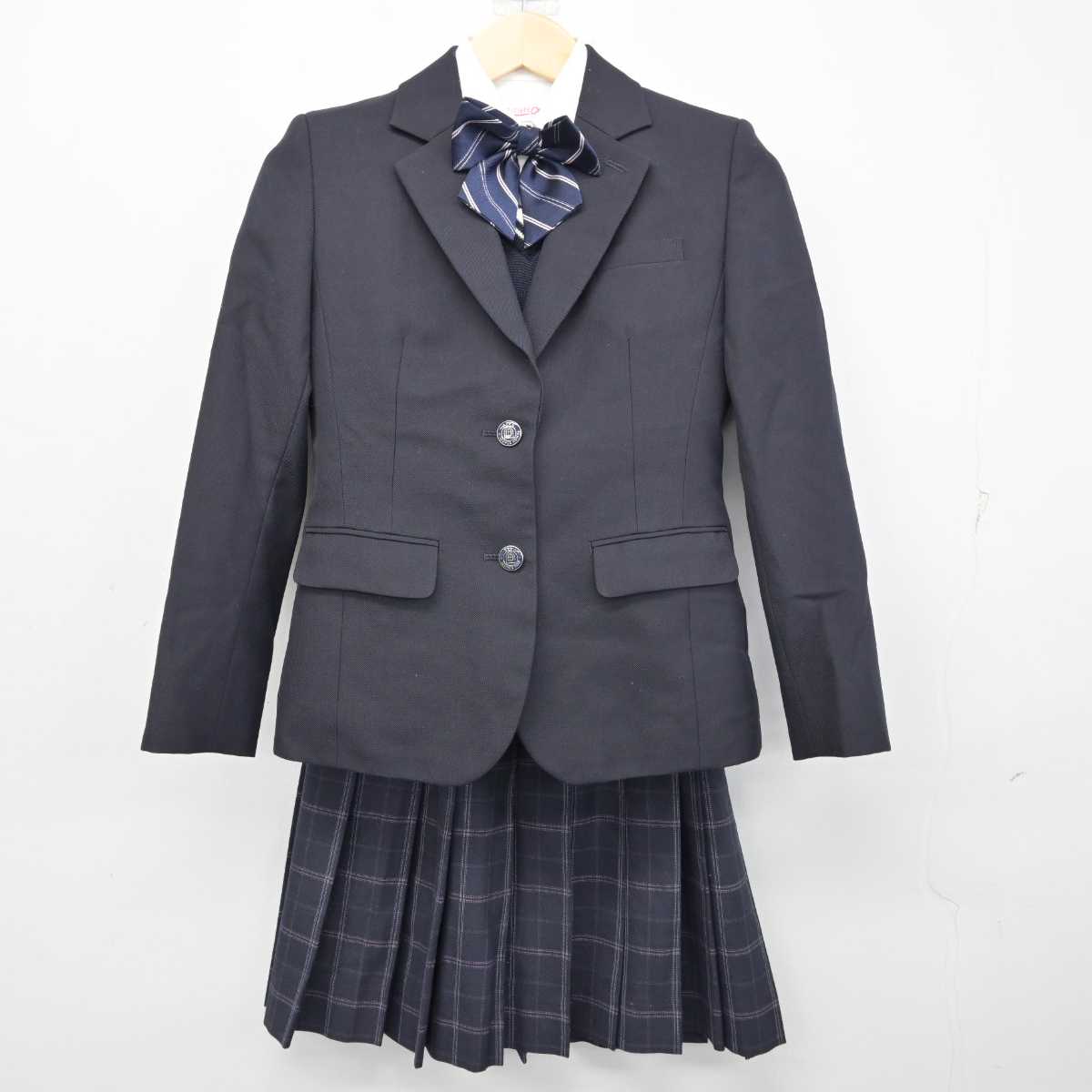 【中古】大阪府 藍野高等学校 女子制服 8点 (ブレザー・ニット・シャツ・スカート) sf057973