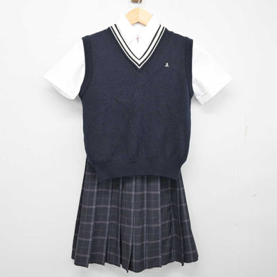 【中古】大阪府 藍野高等学校 女子制服 3点 (ニットベスト・シャツ・スカート) sf057974