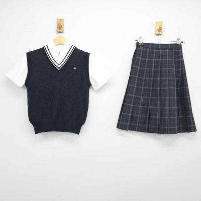 【中古】大阪府 藍野高等学校 女子制服 3点 (ニットベスト・シャツ・スカート) sf057974