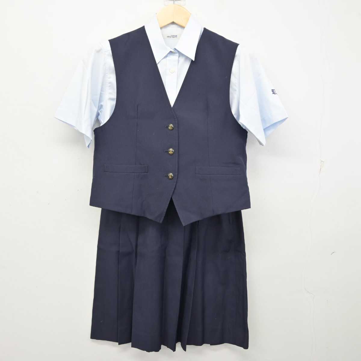 【中古】埼玉県 浦和実業学園高等学校 女子制服 3点 (ベスト・シャツ・スカート) sf057981