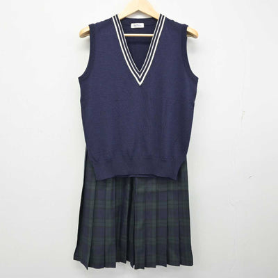 【中古】埼玉県 本庄女子高等学校  女子制服 3点 (ニット・ニットベスト・スカート) sf057993