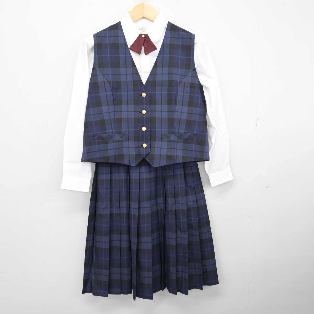 【中古】千葉県 ちはら台南中学校 女子制服 6点 (ブレザー・ベスト・シャツ・スカート) sf058065