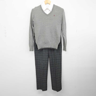 【中古】岐阜県 済美高等学校 男子制服 3点 (ニット・シャツ・ズボン) sf058073