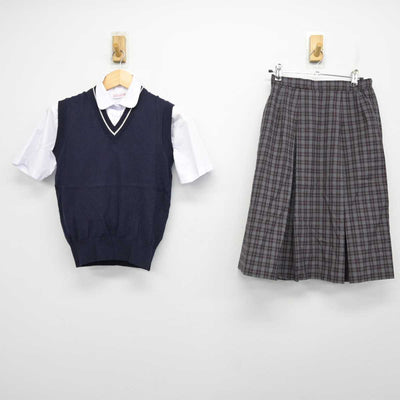 【中古】兵庫県 烏帽子中学校 女子制服 3点 (ニットベスト・シャツ・スカート) sf058171