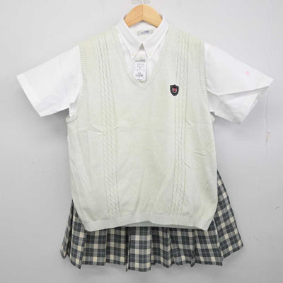 【中古】東京都 日本大学豊山女子高等学校 女子制服 3点 (ニットベスト・シャツ・スカート) sf058305