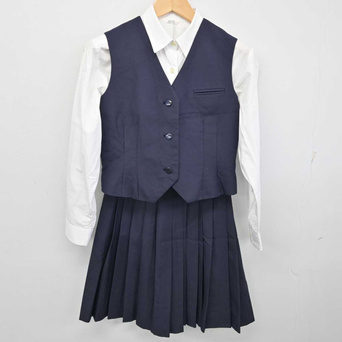 【中古】千葉県 匝瑳高等学校 女子制服 6点 (ブレザー・ベスト・シャツ・スカート) sf058463