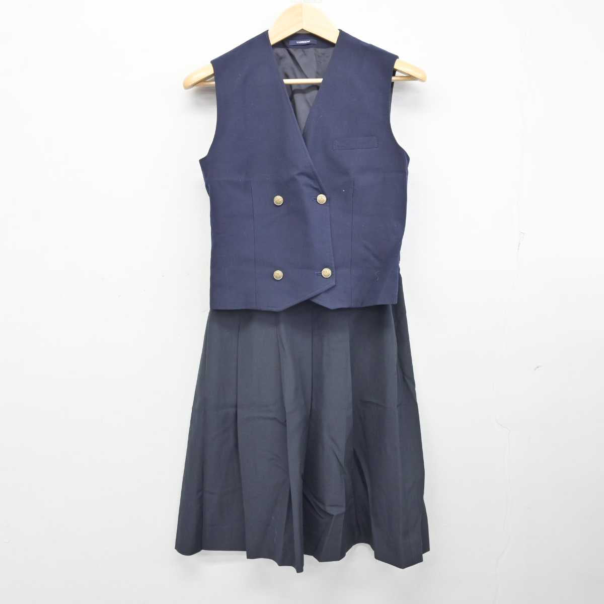 【中古】兵庫県 姫路飾西高等学校 女子制服 2点 (ベスト・スカート) sf058482