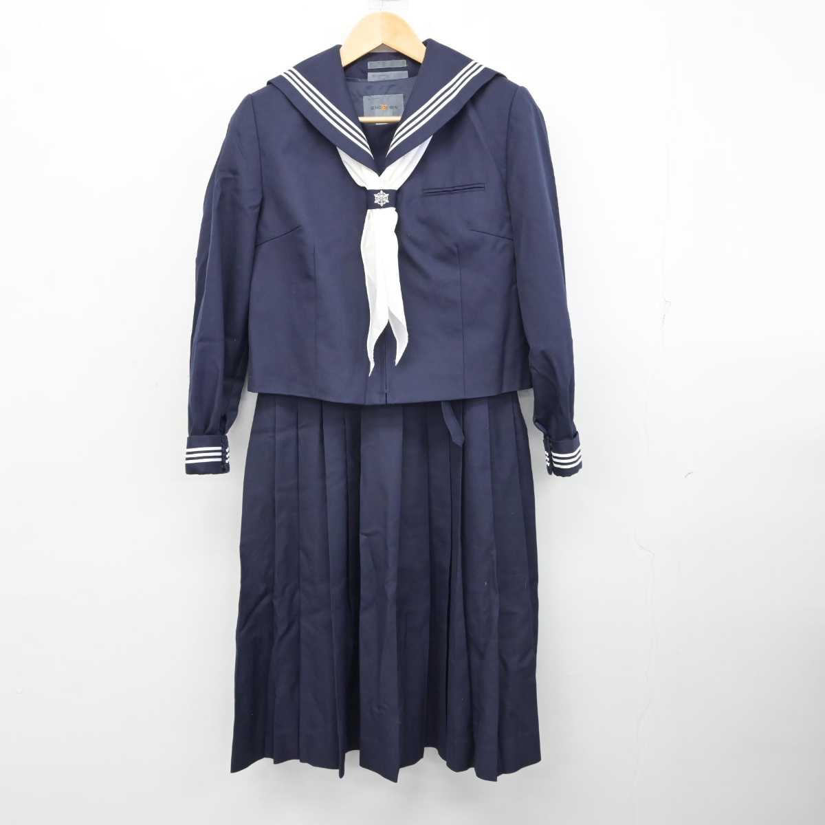 【中古】埼玉県 川口市立西中学校 女子制服 3点 (セーラー服・ジャンパースカート) sf058484