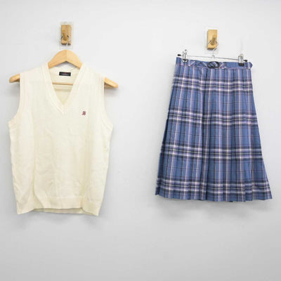 【中古】北海道 札幌白石高等学校 女子制服 2点 (ニットベスト・スカート) sf058519