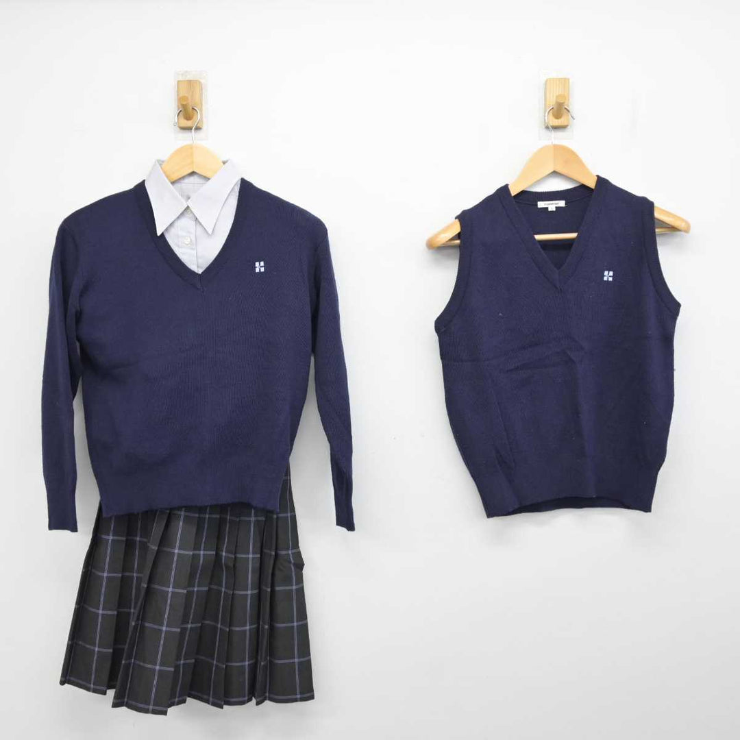 【中古】東京都 嘉悦学園かえつ有明中学校 女子制服 5点 (ニット・ニットベスト・シャツ・スカート) sf058688