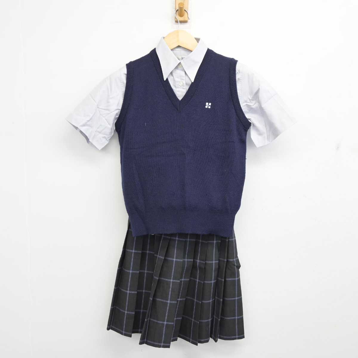 【中古】東京都 嘉悦学園かえつ有明中学校 女子制服 5点 (ニット・ニットベスト・シャツ・スカート) sf058688