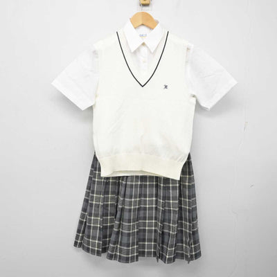 【中古】埼玉県 本庄東高等学校 女子制服 4点 (ニットベスト・シャツ・スカート) sf058864