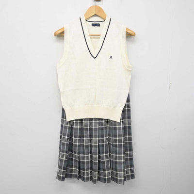 【中古】埼玉県 本庄東高等学校 女子制服 3点 (ニットベスト・スカート) sf058865