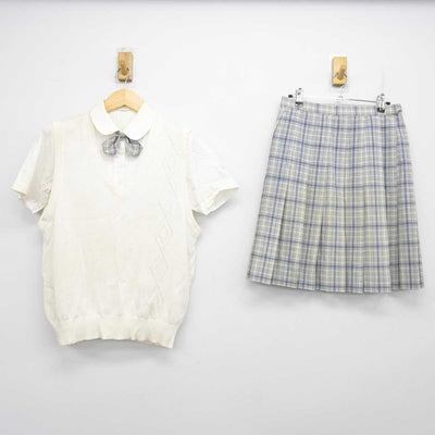 【中古】東京都 日本大学第二高等学校 女子制服 4点 (ニットベスト・シャツ・スカート) sf058900