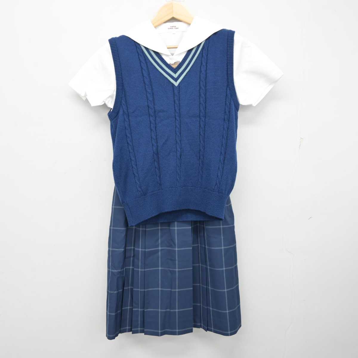 【中古】富山県 富山南高等学校 女子制服 3点 (ニットベスト・シャツ・スカート) sf058940