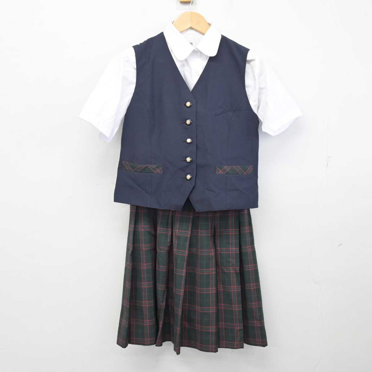 【中古】大阪府 大阪桐蔭高等学校 女子制服 3点 (ベスト・シャツ・スカート) sf059000