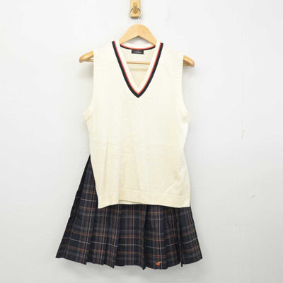 【中古】北海道 北海道科学大学高等学校 女子制服 2点 (ニットベスト・スカート) sf059006